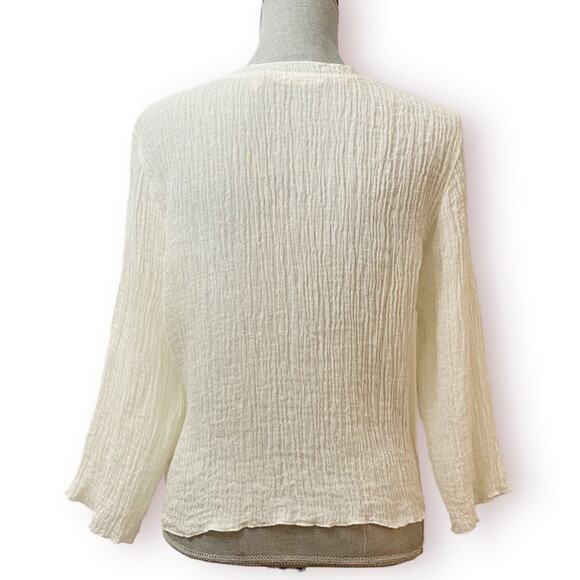 SOFT SURROUNDINGS Homespun Semi Sheer Cream Linen Whisper Kimono - Picture 5 of 7